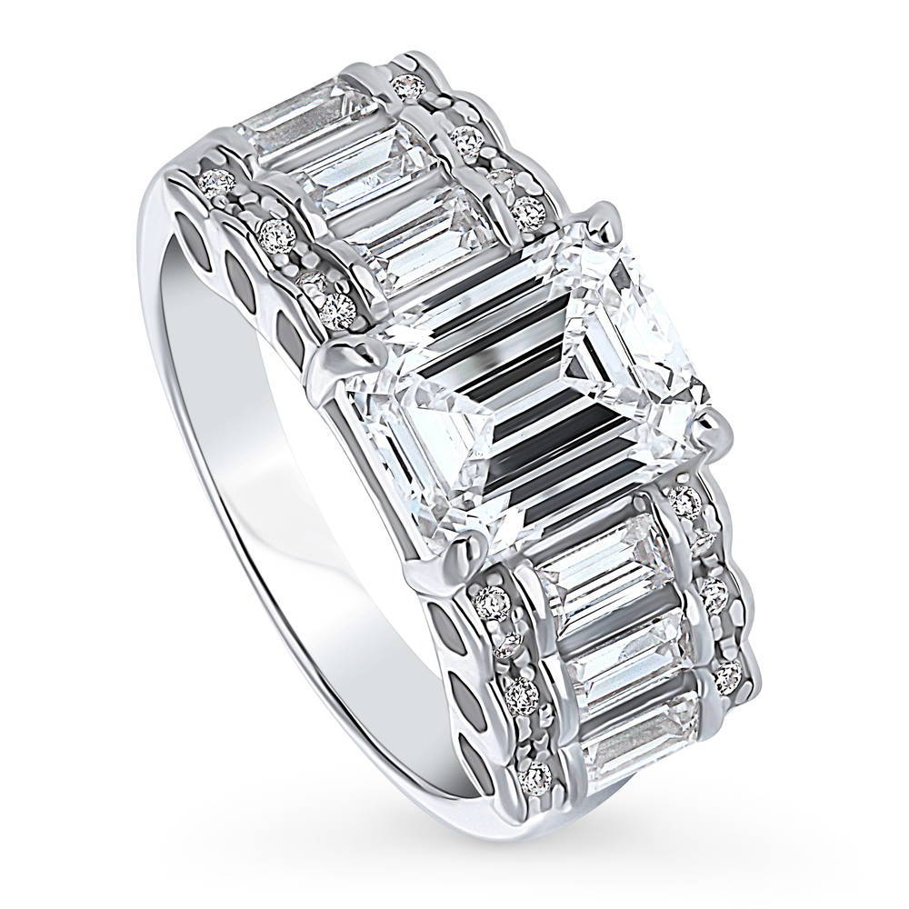 Art Deco CZ Statement Ring in Sterling Silver