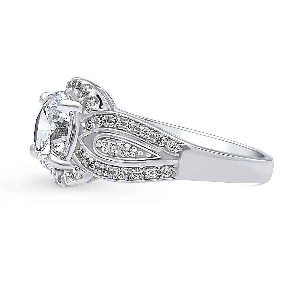 Halo Woven Round CZ Statement Ring in Sterling Silver