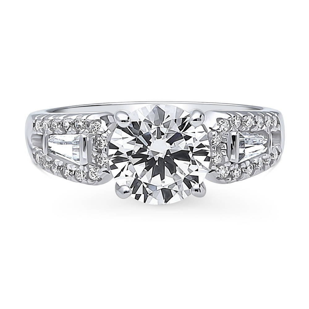 Solitaire Round CZ Ring in Sterling Silver 2ct