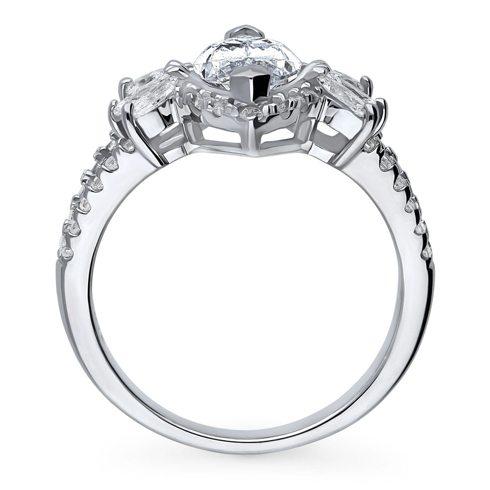 Alternate view of Halo Flower Marquise CZ Split Shank Ring in Sterling Silver, 8 of 12