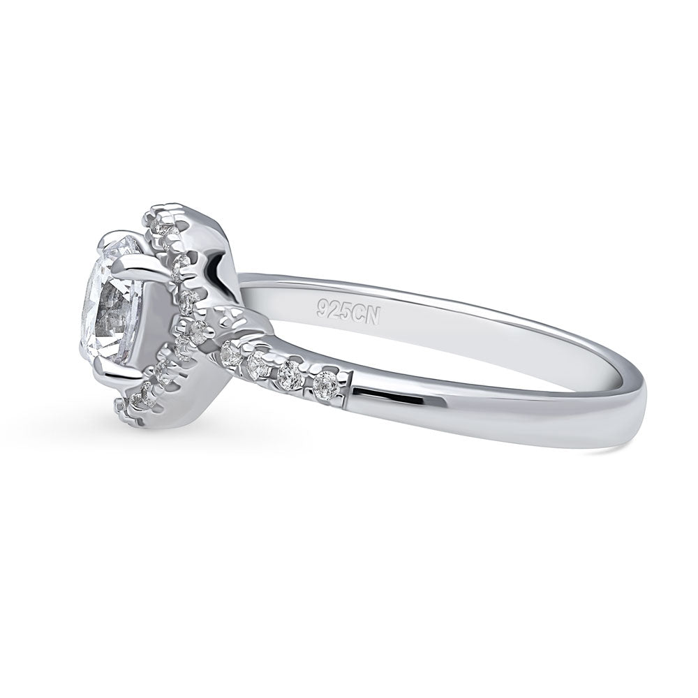 Angle view of Woven Halo CZ Ring in Sterling Silver, 5 of 9