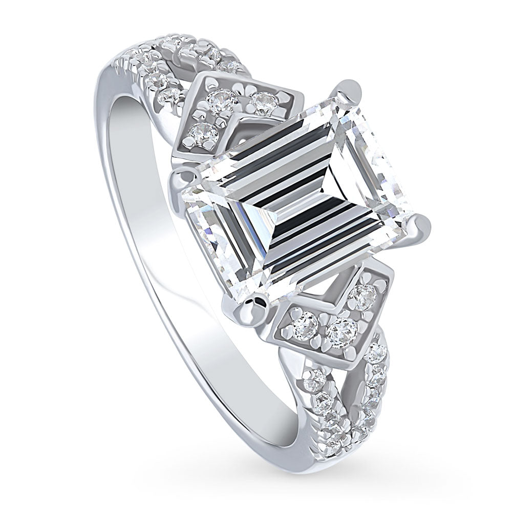 Front view of Arrow CZ Split Shank Ring in Sterling Silver, 4 of 8