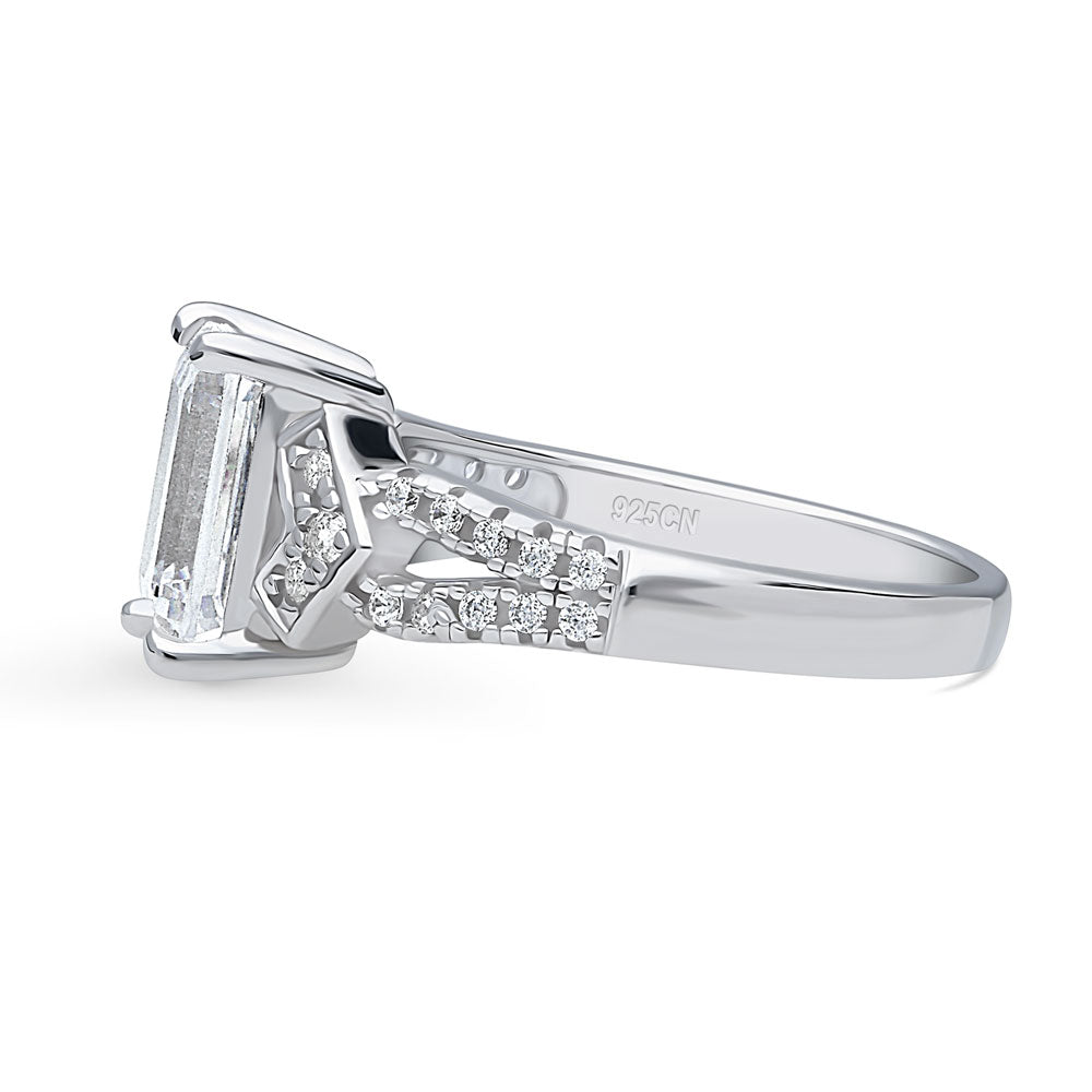 Angle view of Arrow CZ Split Shank Ring in Sterling Silver, 5 of 8