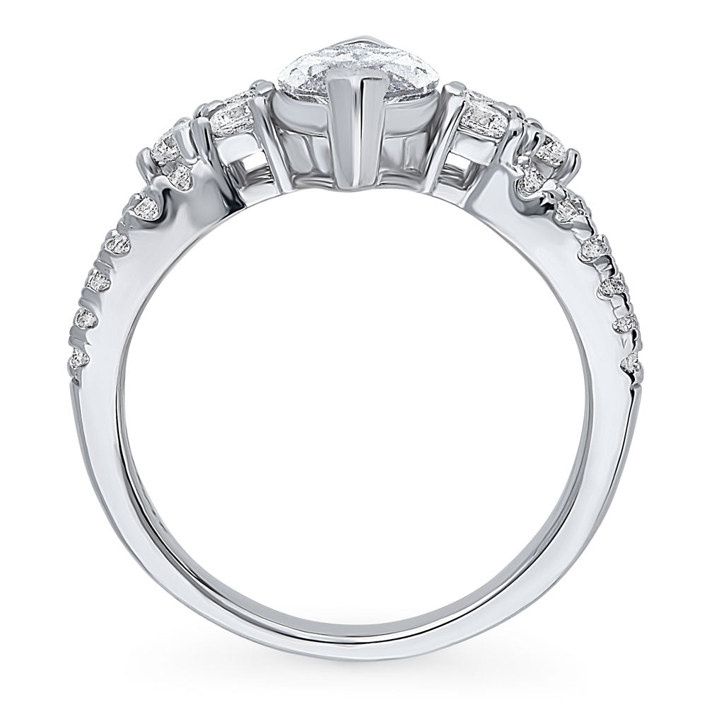 Alternate view of Flower CZ Split Shank Ring in Sterling Silver, 8 of 8