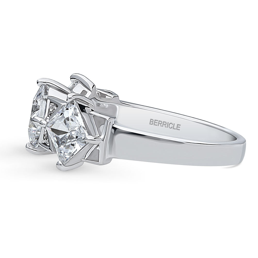 3-Stone Art Deco 2.1ct Princess CZ Ring in Sterling Silver