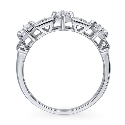 3-Stone Art Deco 1.35ct Marquise CZ Ring in Sterling Silver