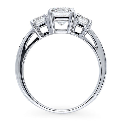 3-Stone 1.6ct Asscher CZ Ring in Sterling Silver