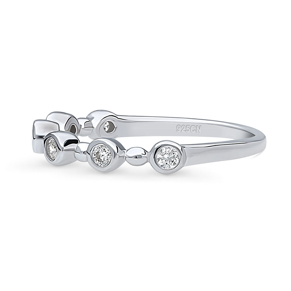 Angle view of Bubble Bead Bezel CZ Eternity Ring in Sterling Silver, 5 of 8