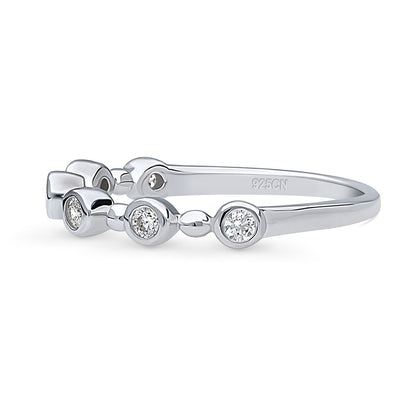 Bubble Bead Bezel CZ Eternity Ring in Sterling Silver
