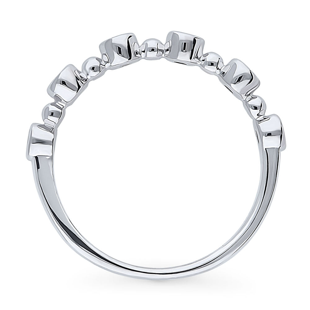 Bubble Bead Bezel Set CZ Half Eternity Ring in Sterling Silver