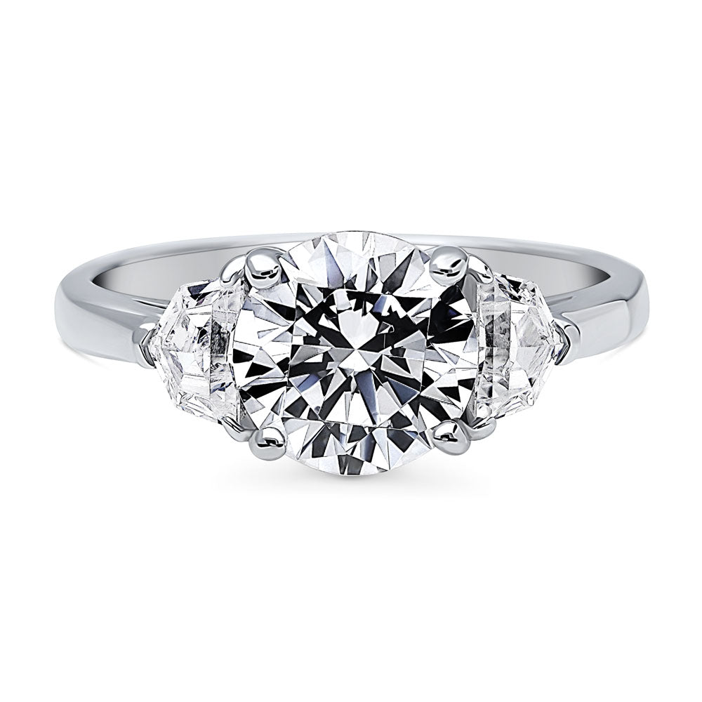 3-Stone Round CZ Ring in Sterling Silver