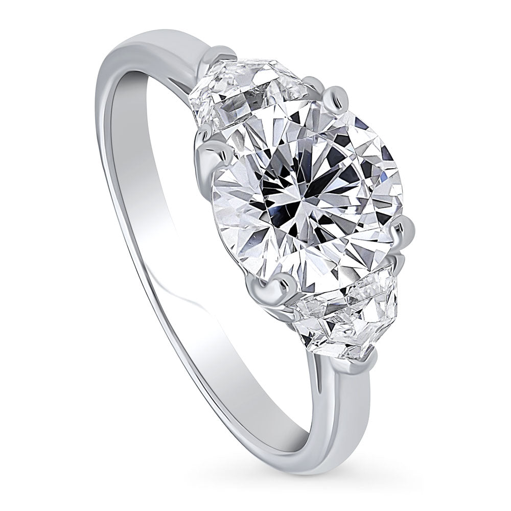 3-Stone Round CZ Ring in Sterling Silver