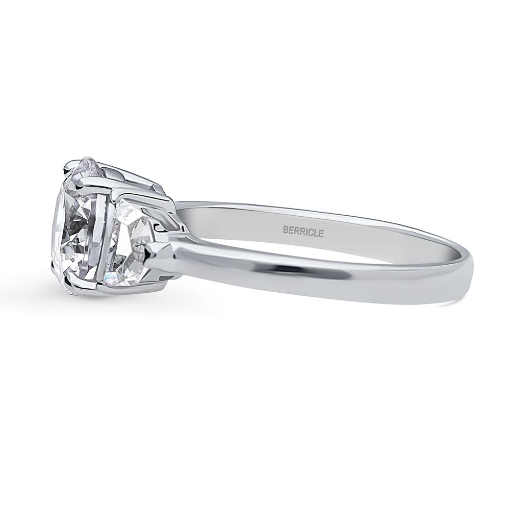 3-Stone Round CZ Ring in Sterling Silver