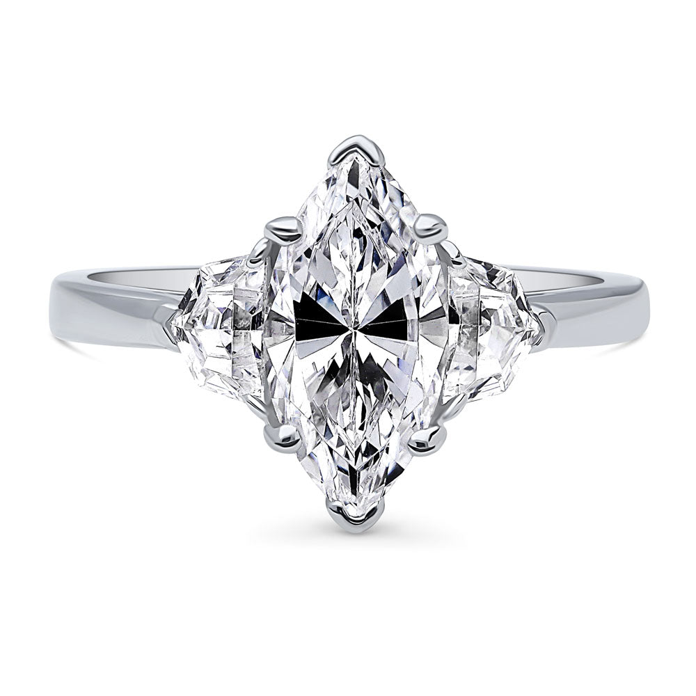 3-Stone 1.6ct Marquise CZ Ring in Sterling Silver