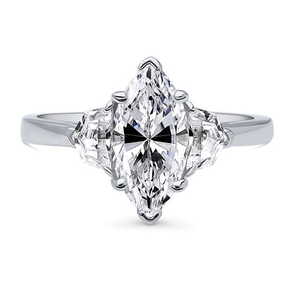 3-Stone 1.6ct Marquise CZ Ring in Sterling Silver