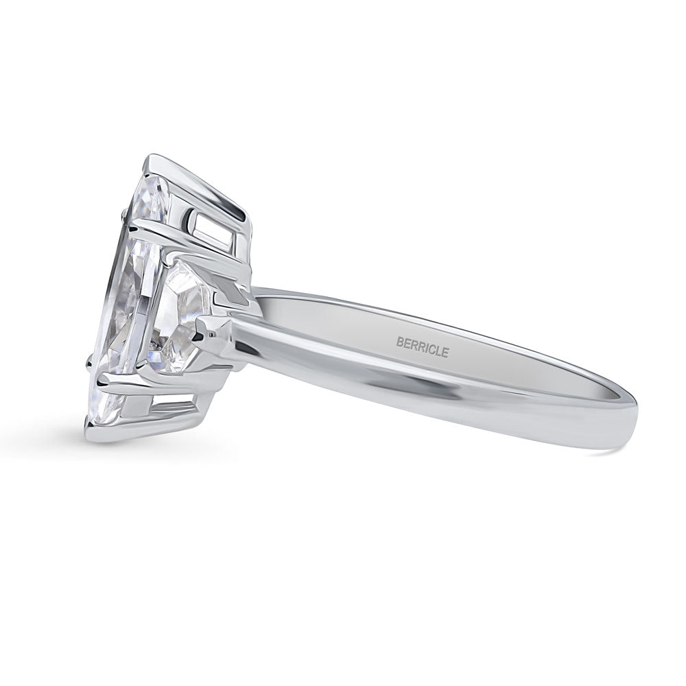 Angle view of 3-Stone 1.6ct Marquise CZ Ring in Sterling Silver, 5 of 8