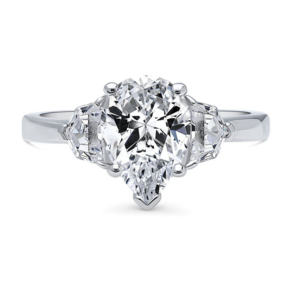 3-Stone 1.8ct Pear CZ Ring in Sterling Silver