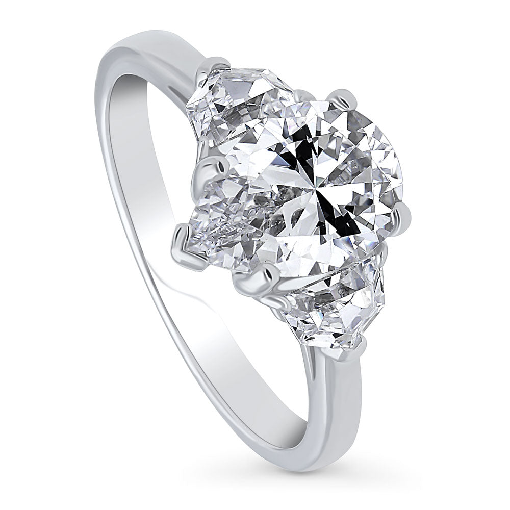 3-Stone 1.8ct Pear CZ Ring in Sterling Silver