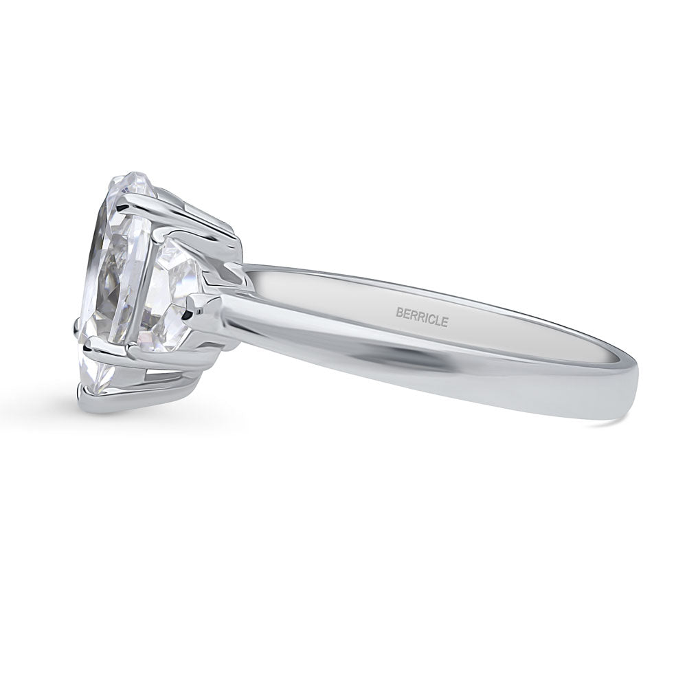 Angle view of 3-Stone 1.8ct Pear CZ Ring in Sterling Silver, 5 of 9