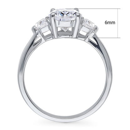 3-Stone 1.8ct Pear CZ Ring in Sterling Silver