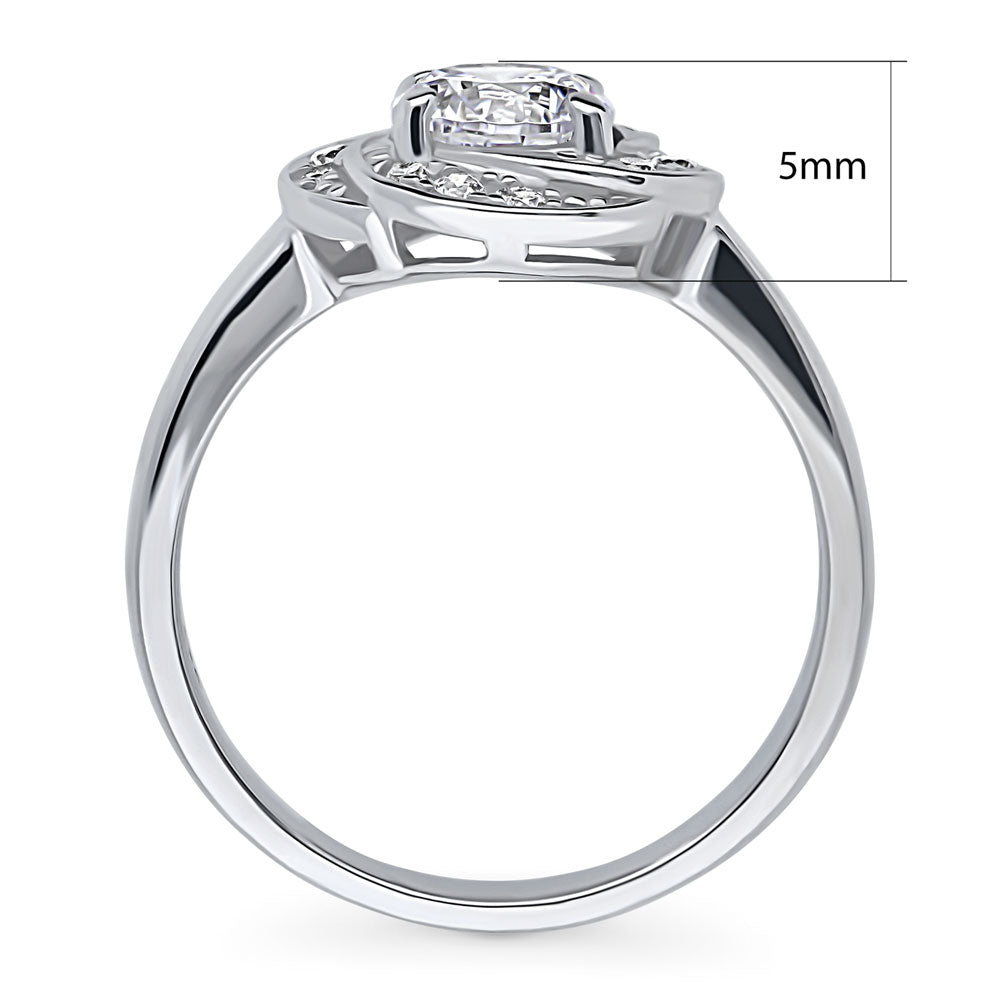 Alternate view of Flower Woven Halo CZ Ring in Sterling Silver, 8 of 10