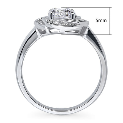 Flower Woven Halo CZ Ring in Sterling Silver