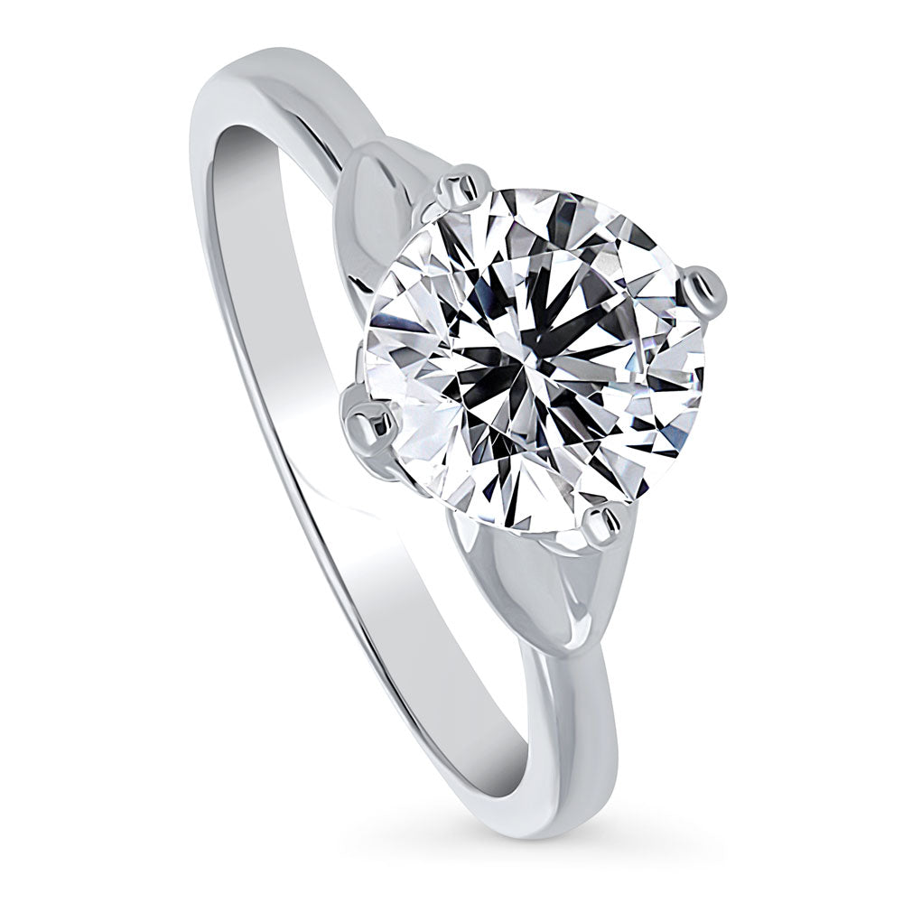 Solitaire Flower 2ct Round CZ Ring in Sterling Silver