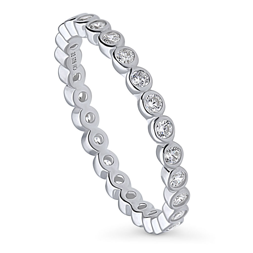 Bubble Bezel Set CZ Eternity Ring in Sterling Silver