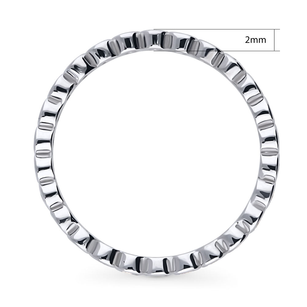 Angle view of Bubble Bezel Set CZ Eternity Ring in Sterling Silver, 4 of 7