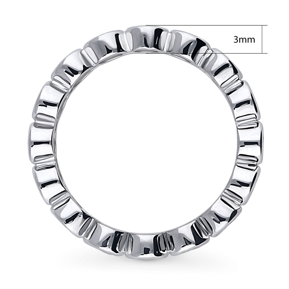 Angle view of Bubble Bezel Set CZ Eternity Ring in Sterling Silver, 4 of 9