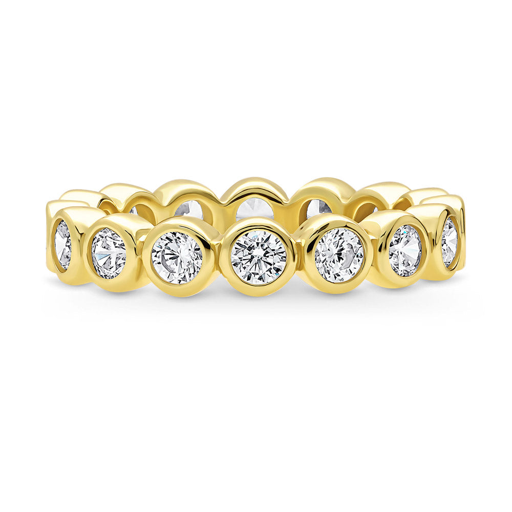 Bubble Bezel Set CZ Eternity Ring in Gold Flashed Sterling Silver, 1 of 9