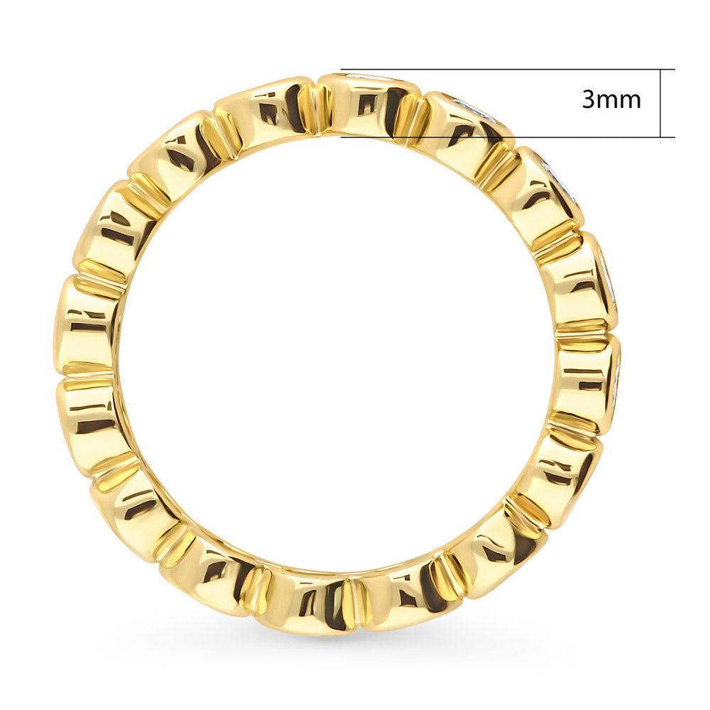 Angle view of Bubble Bezel Set CZ Eternity Ring in Gold Flashed Sterling Silver, 5 of 9