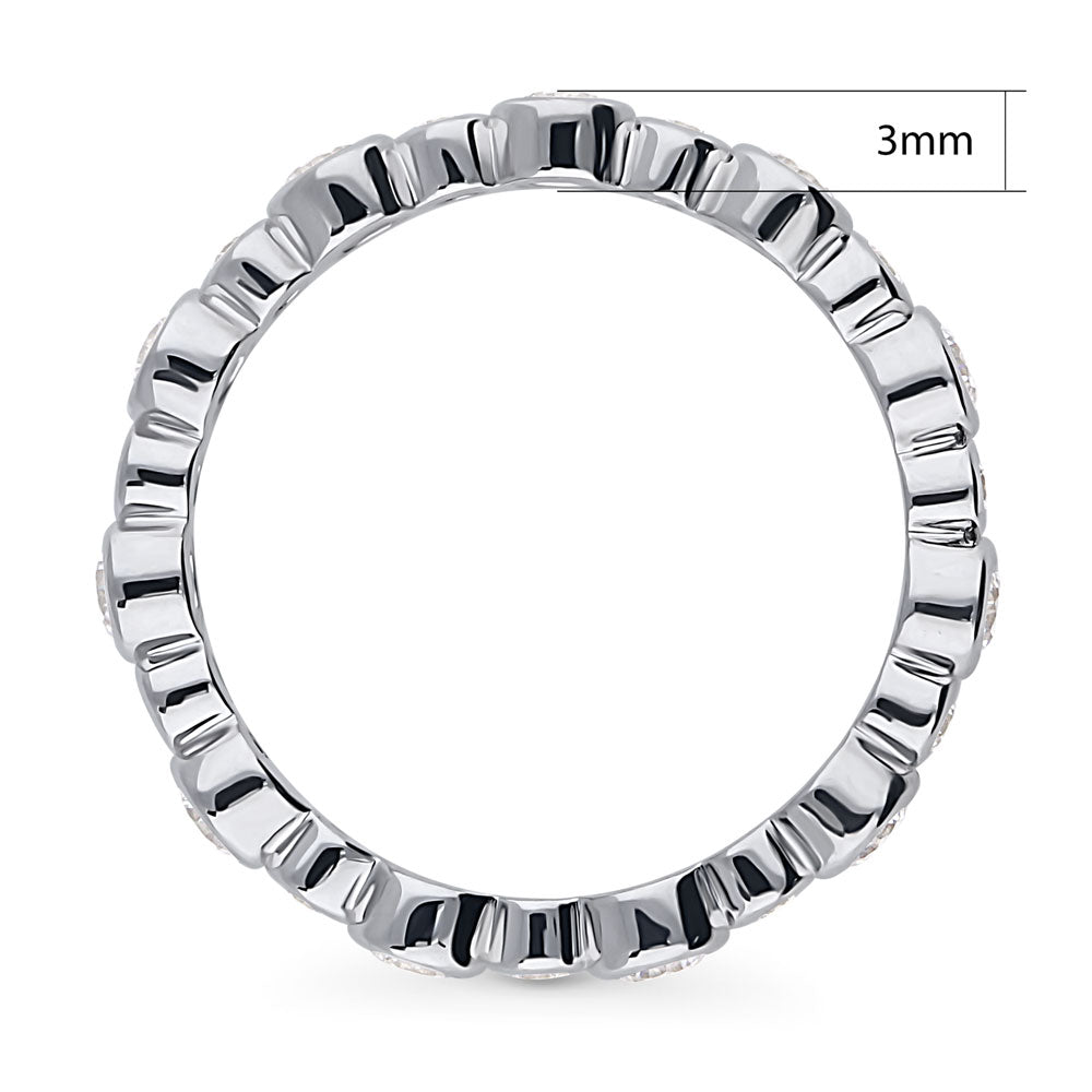 Angle view of Bubble Bezel Set CZ Eternity Ring in Sterling Silver, 4 of 11