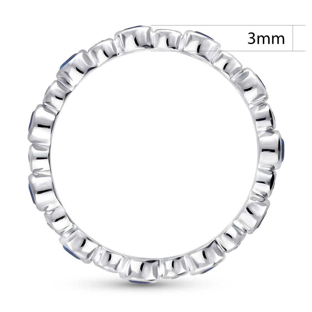 Angle view of Bubble Bezel Set CZ Eternity Ring in Sterling Silver, 5 of 9