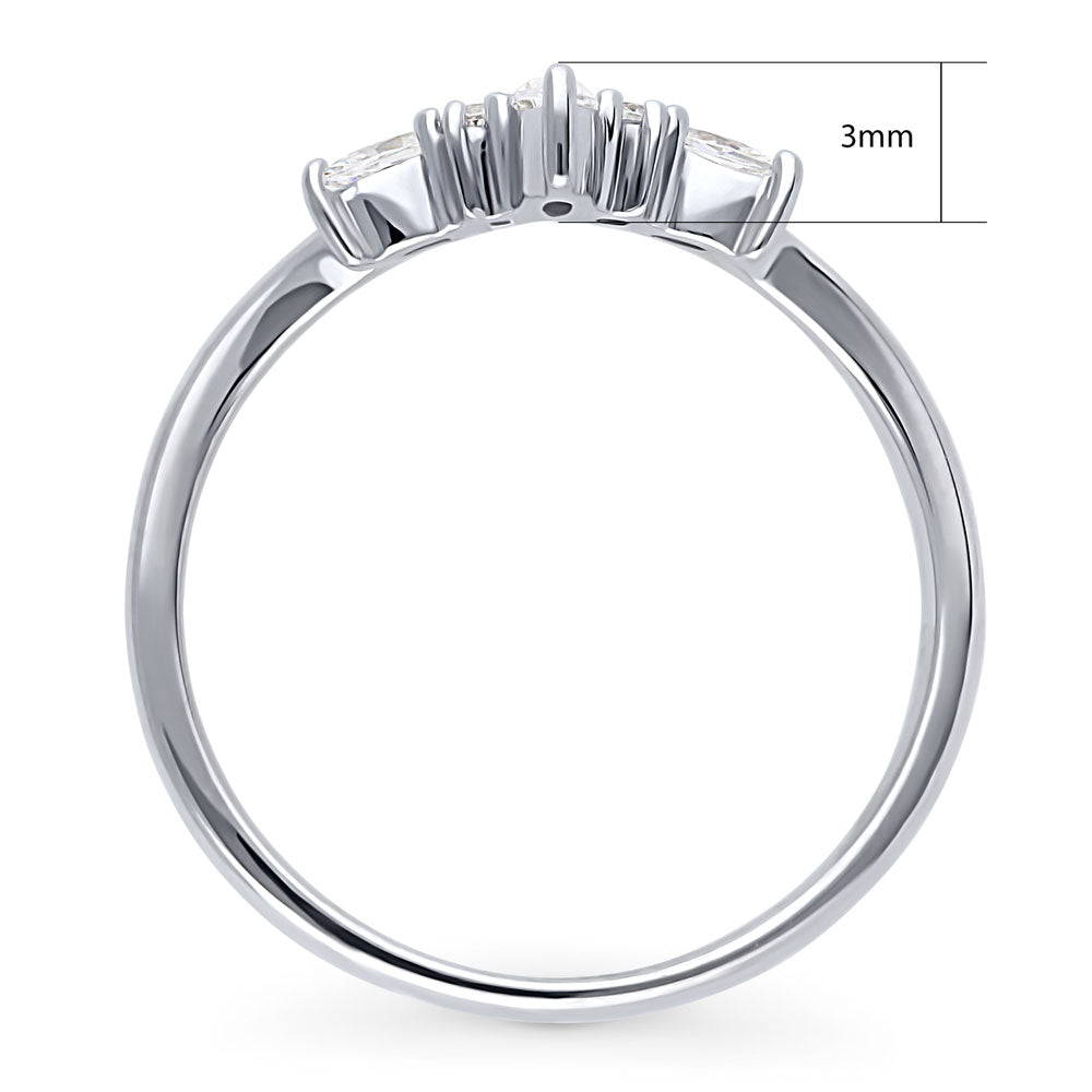 5-Stone Chevron CZ Curved Band in Sterling Silver