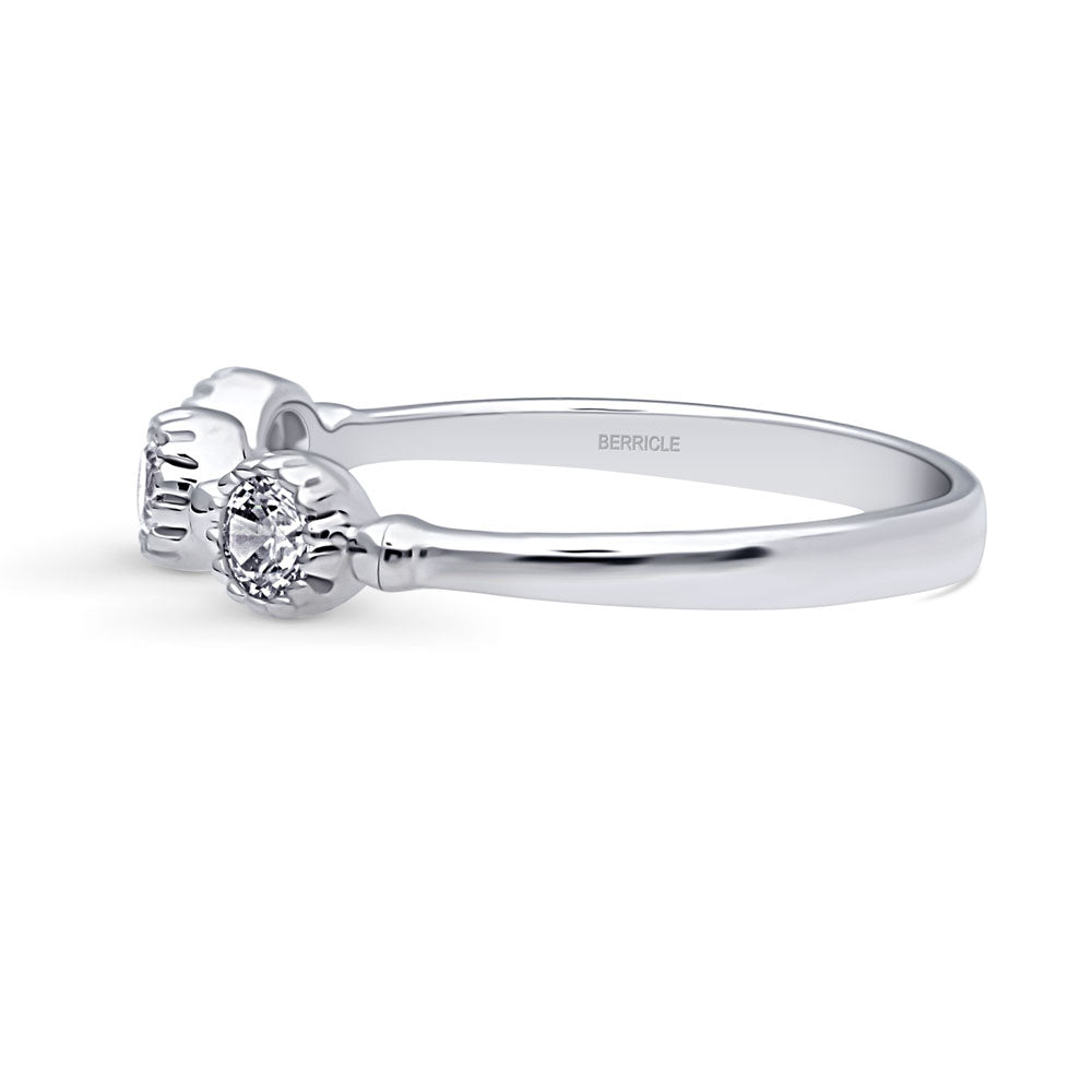 Angle view of Milgrain Bezel Set CZ Half Eternity Ring in Sterling Silver, 5 of 8