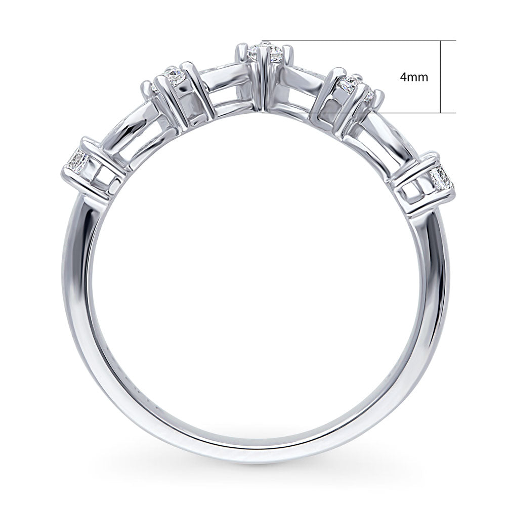 Alternate view of Wishbone Chevron CZ Curved Band in Sterling Silver, 7 of 7