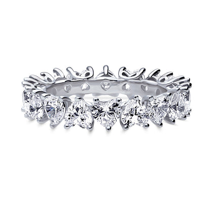 Heart Heart CZ Eternity Ring in Sterling Silver