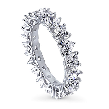 Heart Heart CZ Eternity Ring in Sterling Silver