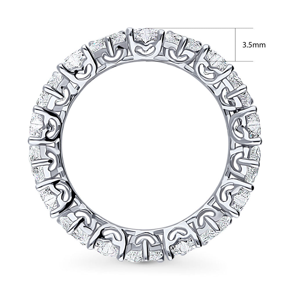 Angle view of Heart Heart CZ Eternity Ring in Sterling Silver, 5 of 8