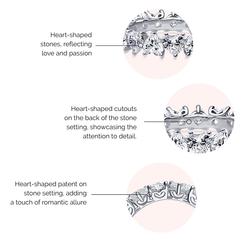 Heart Heart CZ Eternity Ring in Sterling Silver, 8 of 8