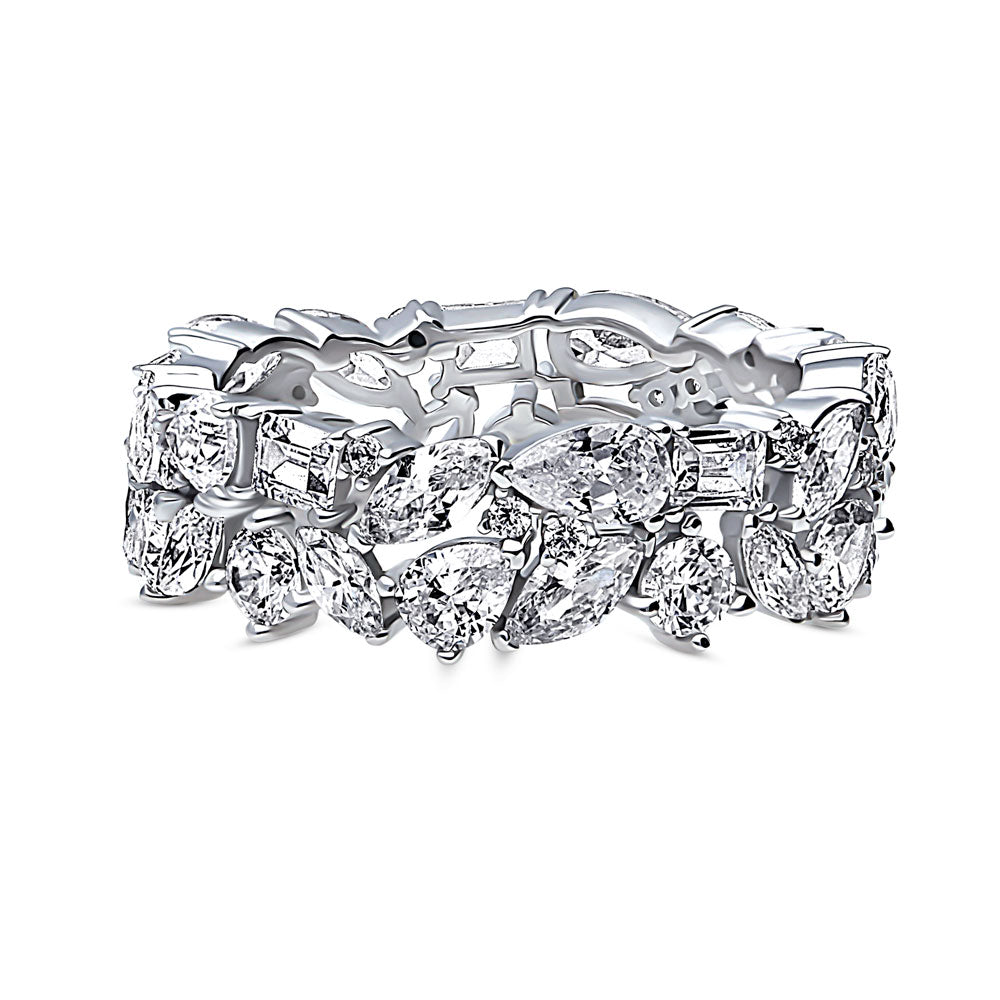Cluster Pear CZ Eternity Ring in Sterling Silver, 1 of 7