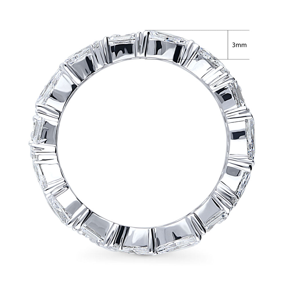 Angle view of Cluster Pear CZ Eternity Ring in Sterling Silver, 4 of 7