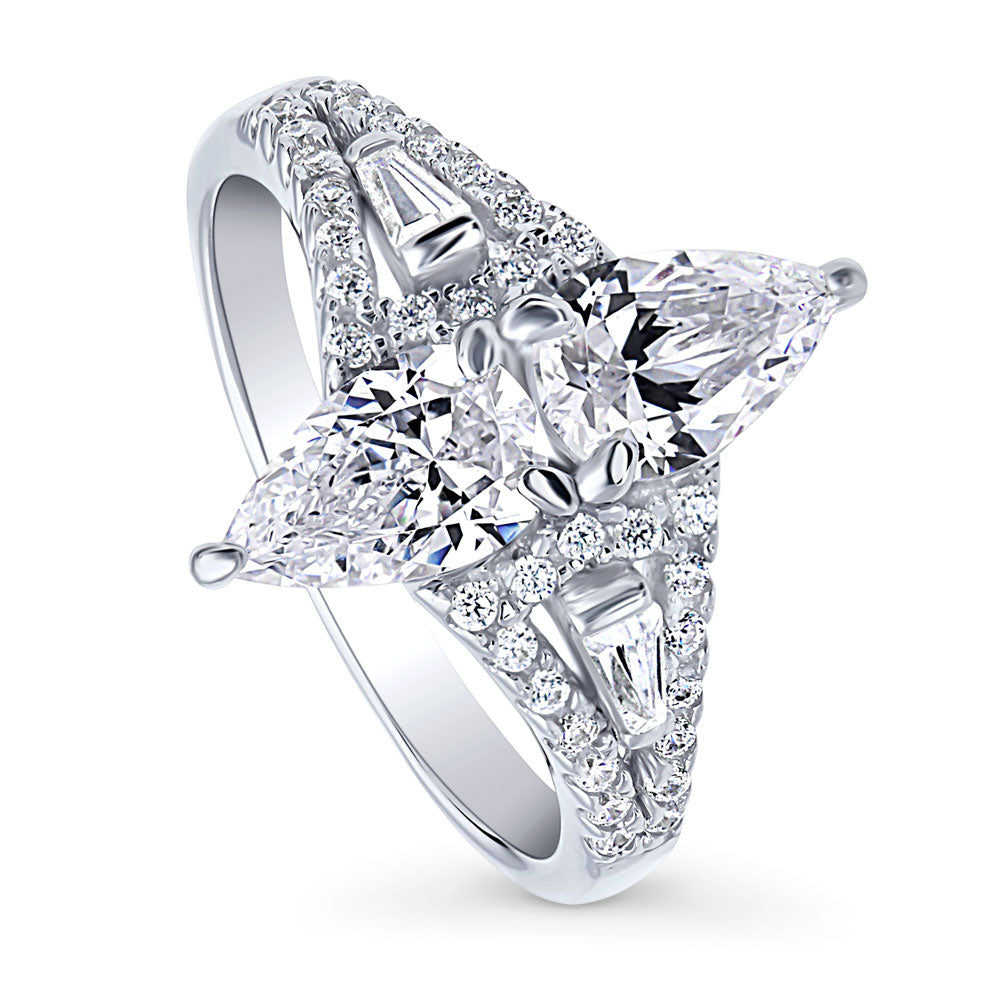 2-Stone Art Deco CZ Ring in Sterling Silver