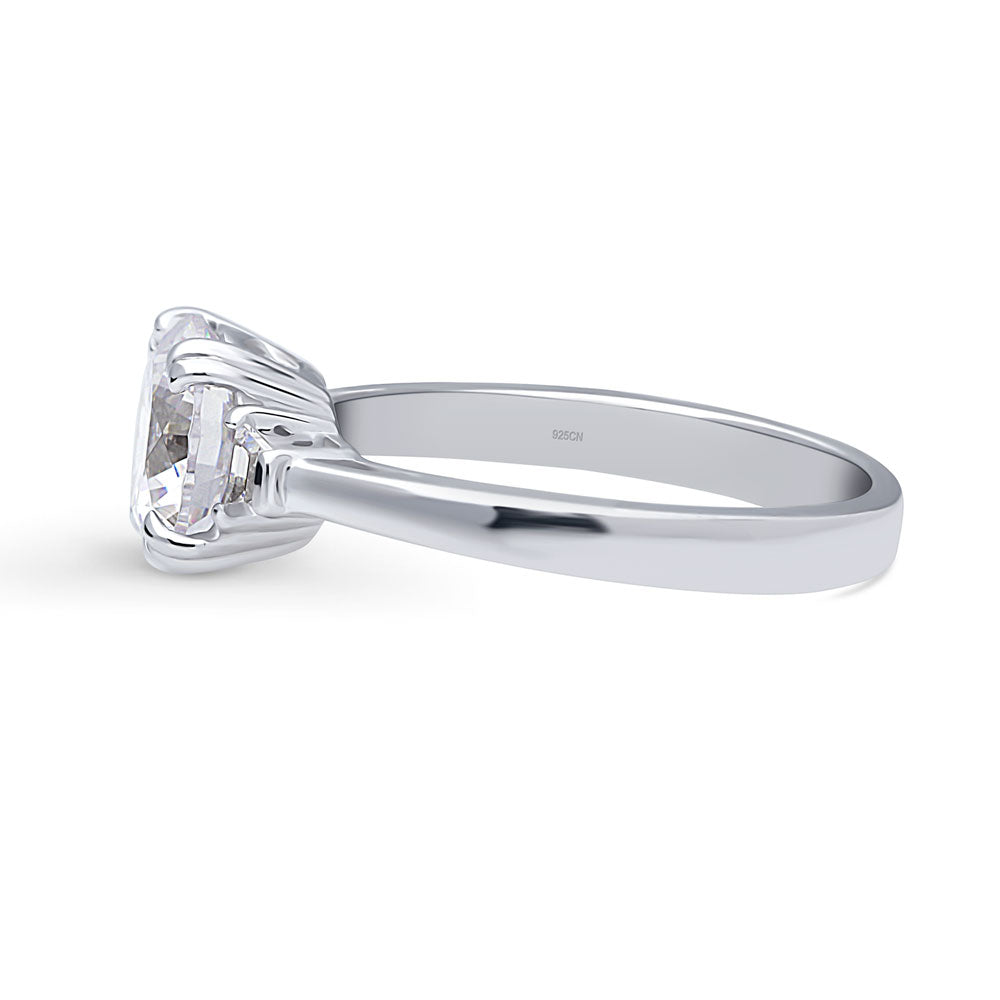 Angle view of 3-Stone 2ct CZ Ring in Sterling Silver, 5 of 9