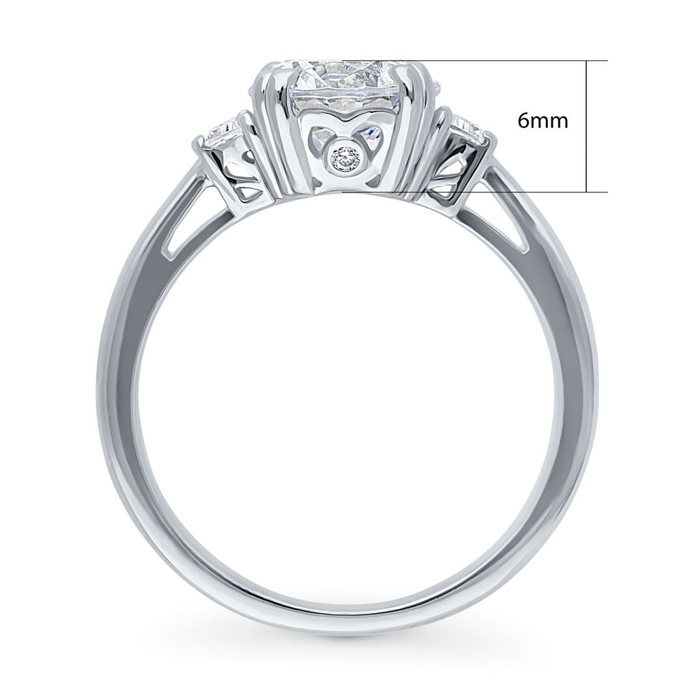 3-Stone 2ct CZ Ring in Sterling Silver