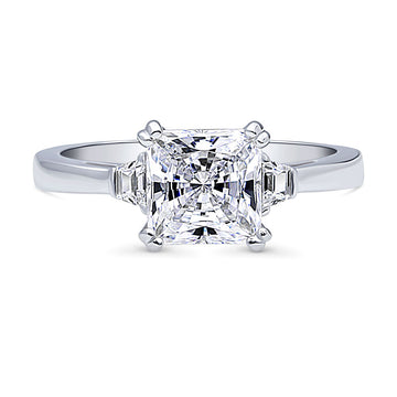 3-Stone Princess CZ Ring in Sterling Silver