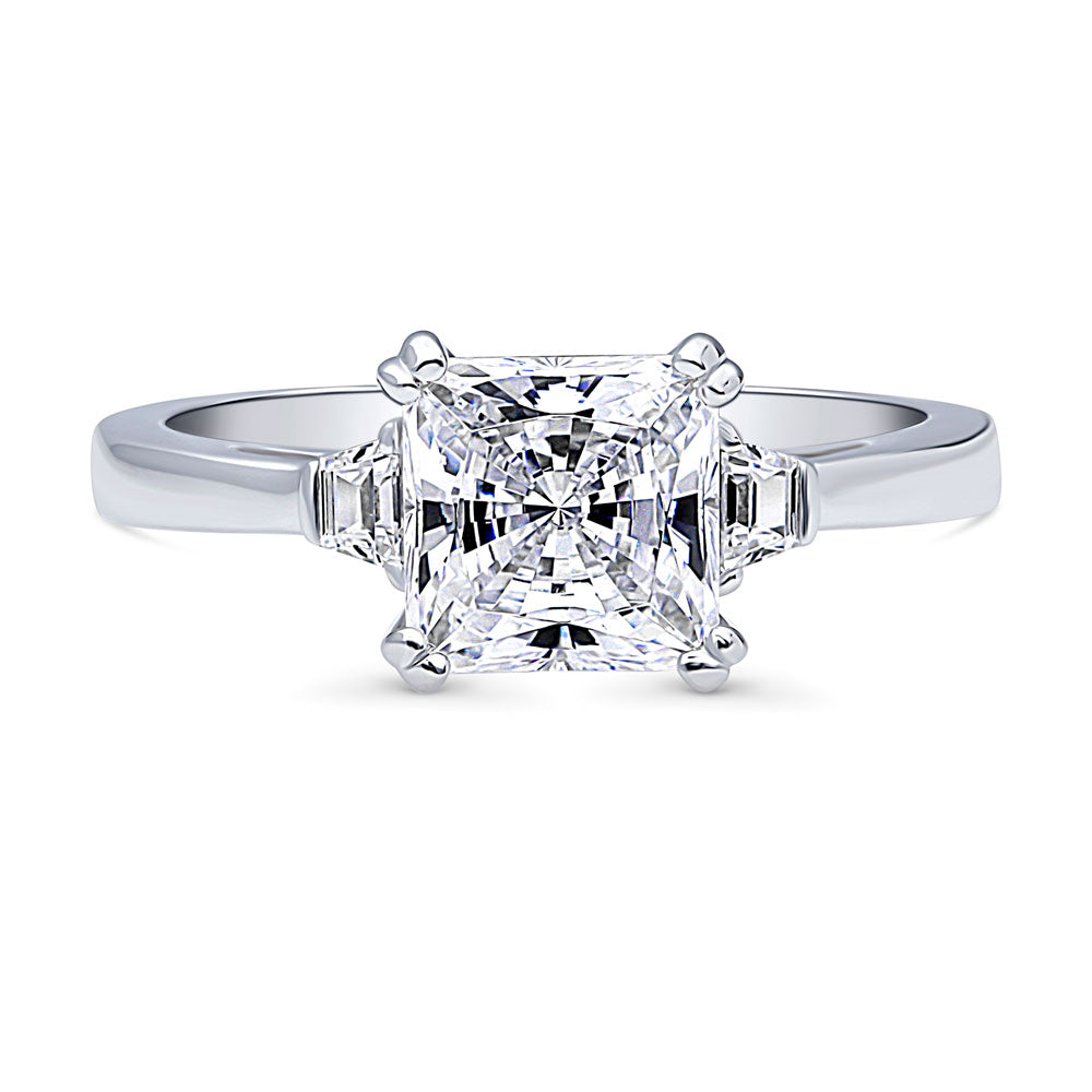 3-Stone 2ct Princess CZ Ring in Sterling Silver