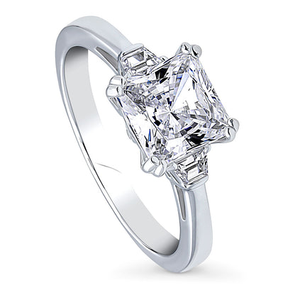 3-Stone 2ct Princess CZ Ring in Sterling Silver