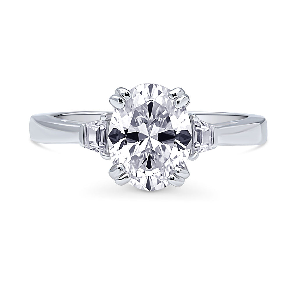 3-Stone 1.8ct Oval CZ Ring in Sterling Silver, 1 of 9